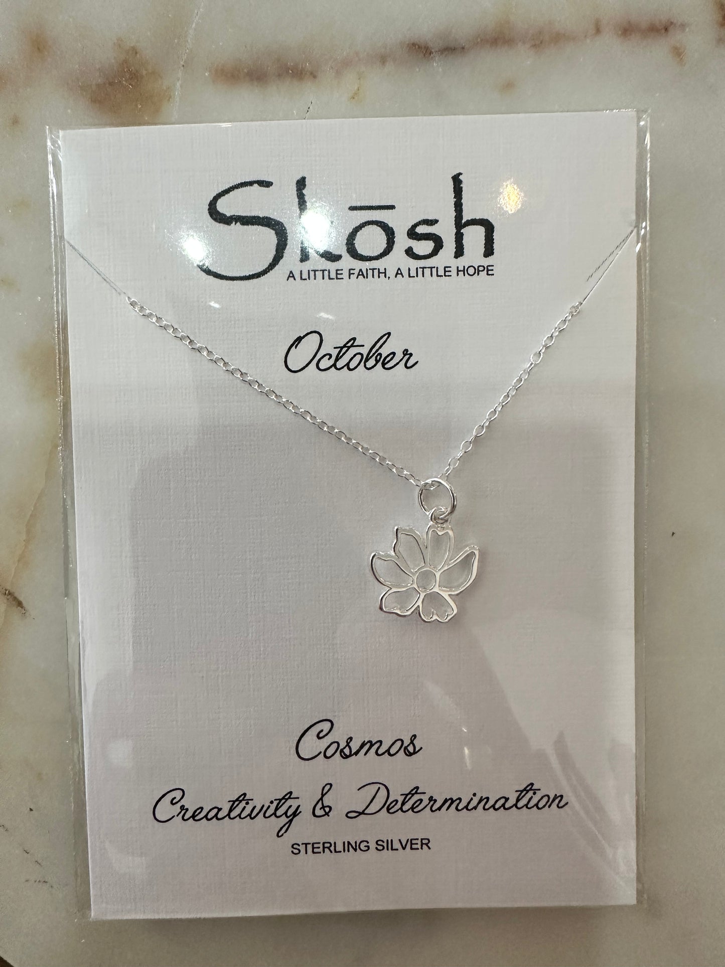 Skosh birth flower necklace