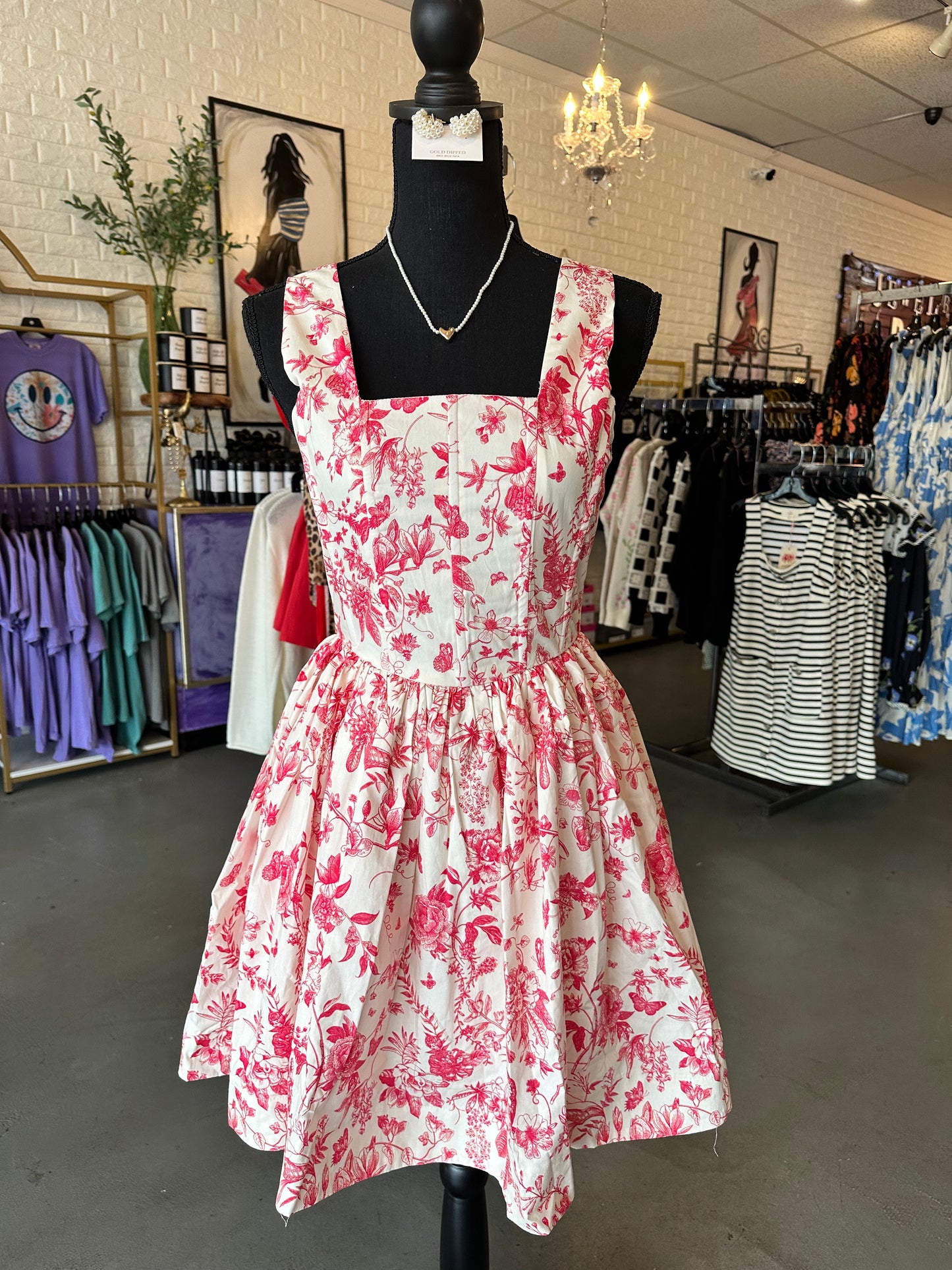 Magenta & white dress