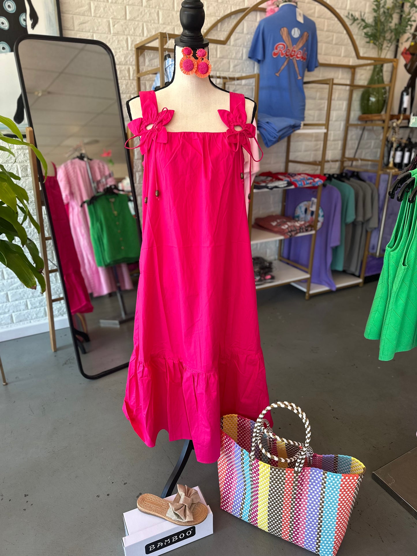 Hot Pink Poplin Dress