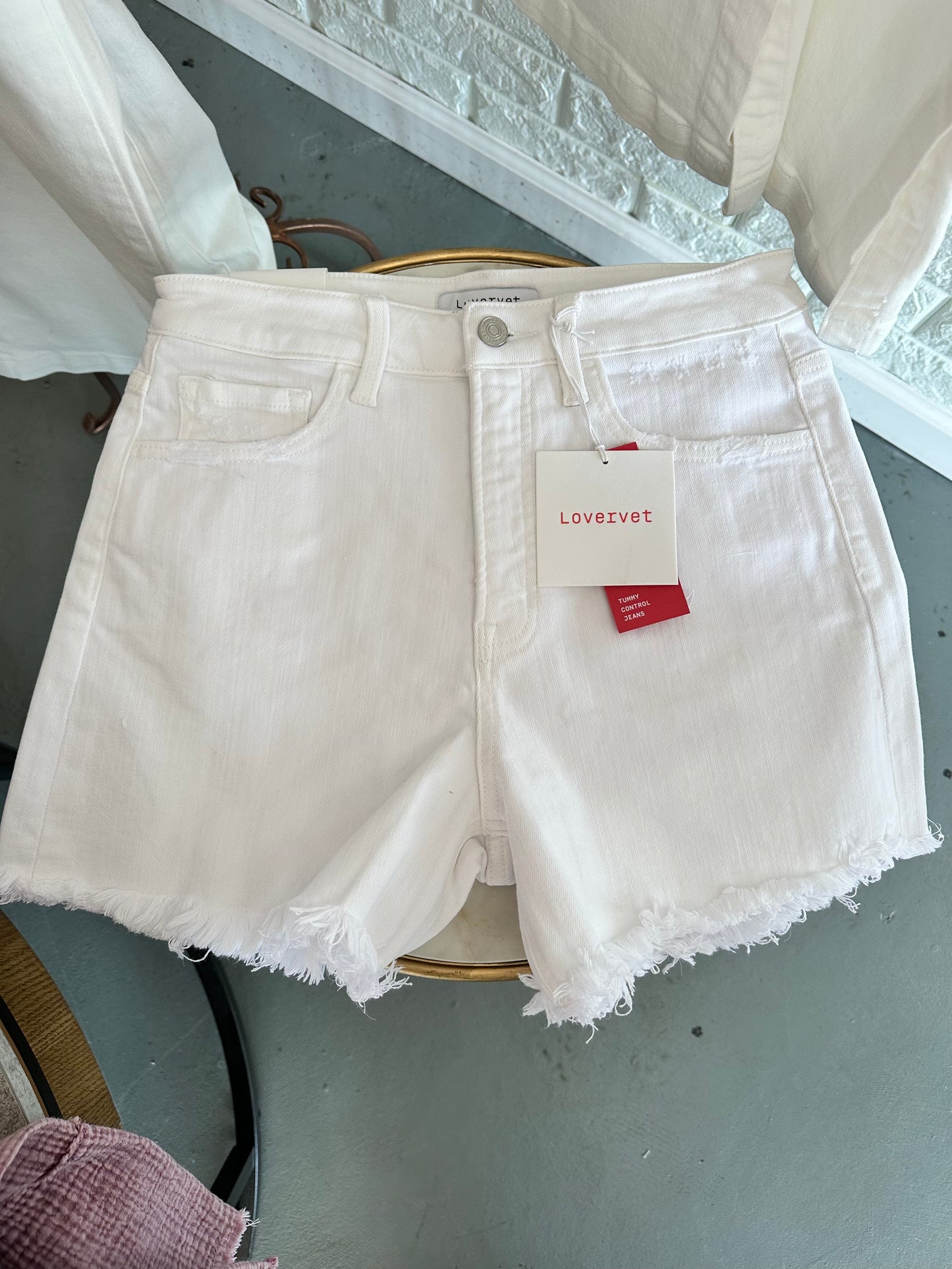 White Lovervet Denim Shorts