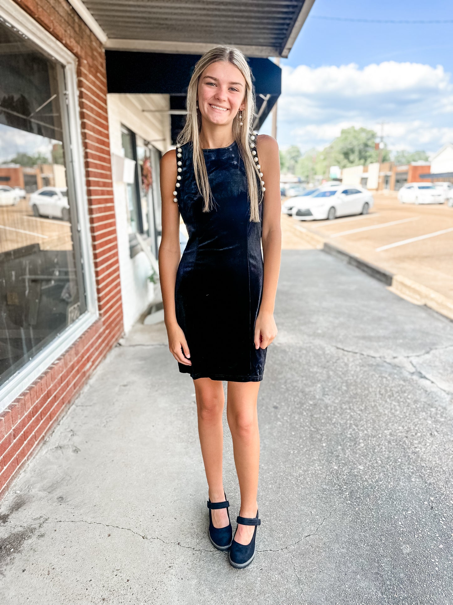 Velvet & pearls dress