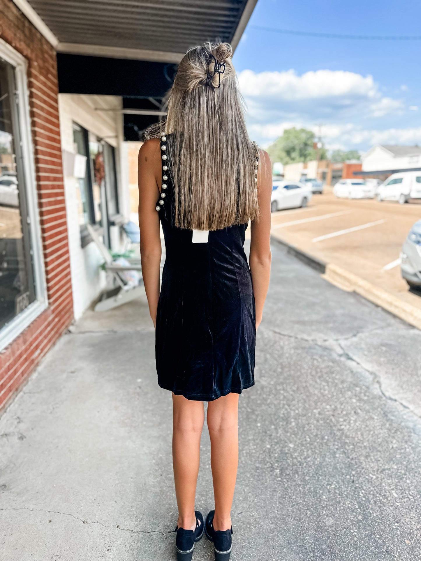 Velvet & pearls dress